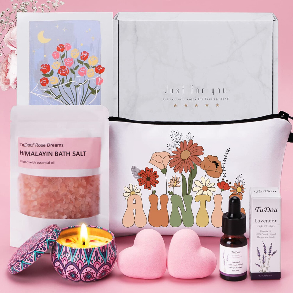 Gifts for Auntie, Birthday Mothers Day Auntie Gifts from Niece Nephew, Personalised Birthday Pamper Hampers Self Care Package Relaxation Spa Basket