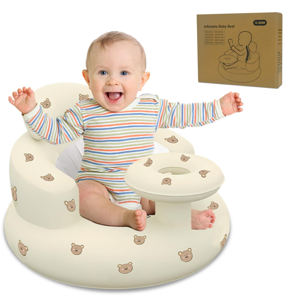 Hittopss Inflatable Baby Seat For Babies 3 Months And Up, Toddler Floor Seats For Sitting Up, Sit-Me-Up Floor Chair Built-In Air Pump Baby Seats, Blow Up Baby