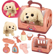 Toy Dogs for Kids Pet Care Role Play Set Robot Dog Toys Grooming Vet Set Kids with Electric Plush Walks Barks Dog & Carrier Pretend Play Xmas Toys