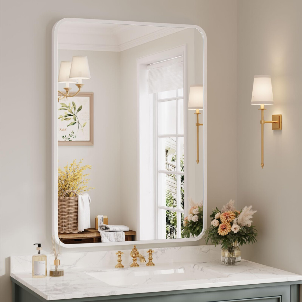 55 x 75cm Rectangle Mirror, Rectangular Hanging Wall Mirror - Home Decorative Wall Mounted Vanity Mirror for Bathroom, Dressing Room & Living Room,