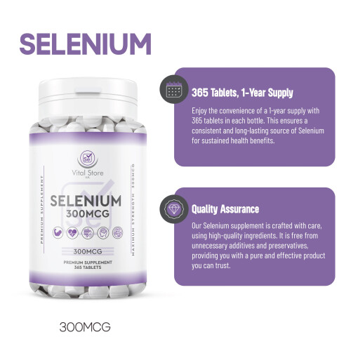 Selenium 300MCG - 1 Year Supply 365 Tablets - Antioxidant, Immune Support Vegan Selenium Supplement 2