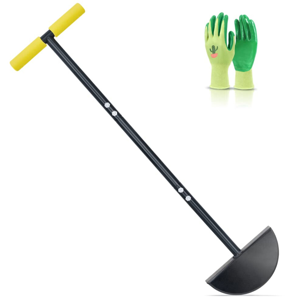 Edger Lawn Tool, Half Moon Lawn Edger with Soft T-Grip, Manual Lawn Edger for Grass That Borders Sidewalks, Driveways, Gardens, 38-Inch