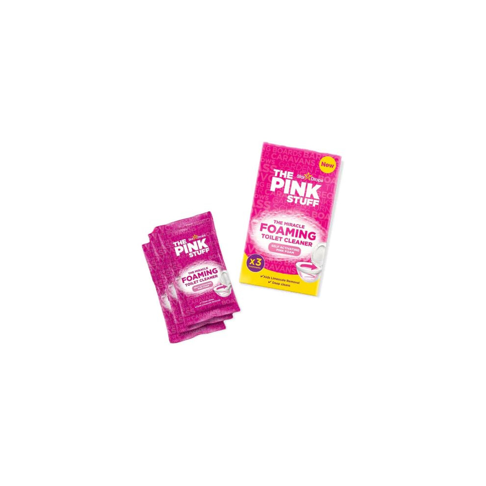 H and A The Pink Stuff Miracle Foaming Toilet Bowl Cleaner: 3 Sachets of Self-Activating Limescale Remover Powder for Powerful Pink Foam Toilet Bowl