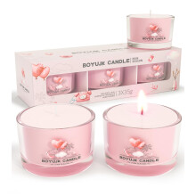 Scented Candles Gift Set for Anxiety | 3 Scented Filled Votive Candles | Relaxation Gifts for Women (Pink Season Collection)
