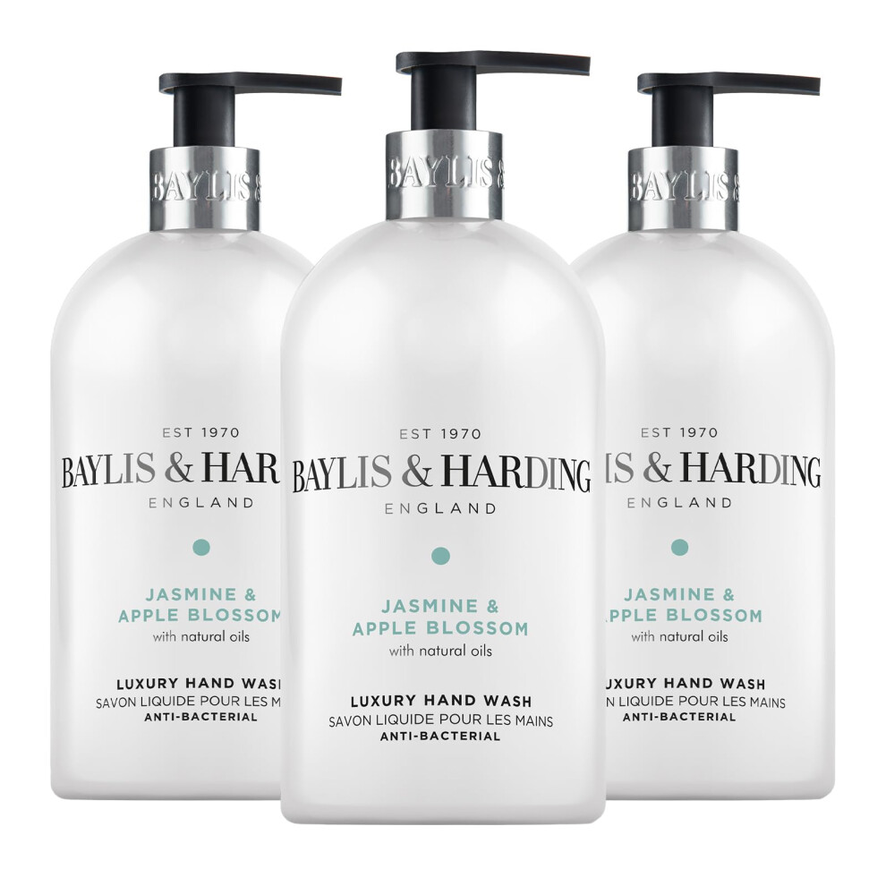 Jasmine and Apple Blossom Anti-Bacterial Hand Wash, 500 ml (Pack of 3) - Vegan Friendly