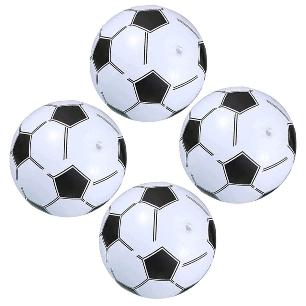 4 Pieces Inflatable Football 14.1 Inch Inflatable Footballs Kids Beach Ball Classic Black and White Football Pattern Thicken PVC Leakproof Soft Balls