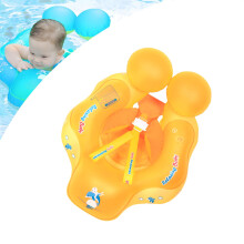Newborn Baby Swimming Float 3-12 Months,Orange Inflatable Baby Pool Float Ring with Safety Seat Anti-Flip Tail,Inflatable Baby Swimming Ring Floating