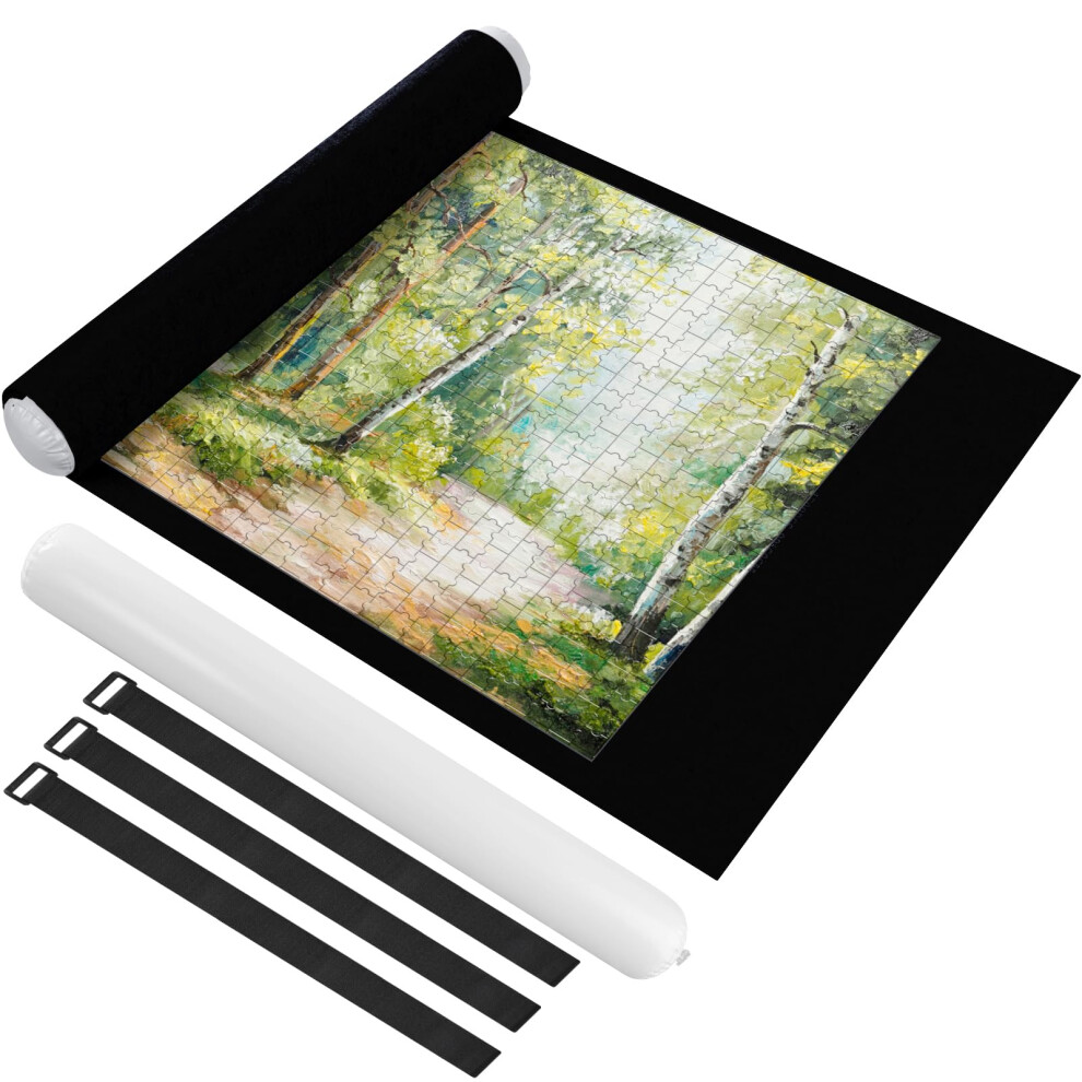 Puzzle Roll Jigsaw Storage Felt Mat, Puzzle Roll Mat Portable Puzzle Roll Up Storage Mat with Auxiliary Lines for up to 1500Pcs Foldable Puzzle Saver