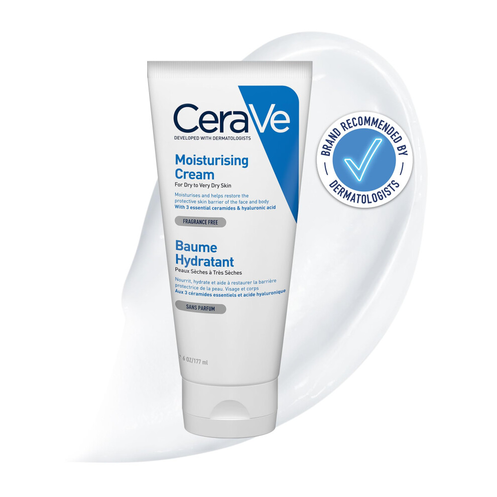 Moisturising Cream Tube with Hyaluronic Acid and 3 Essential Ceramides for Dry to Very Dry Skin 177ml