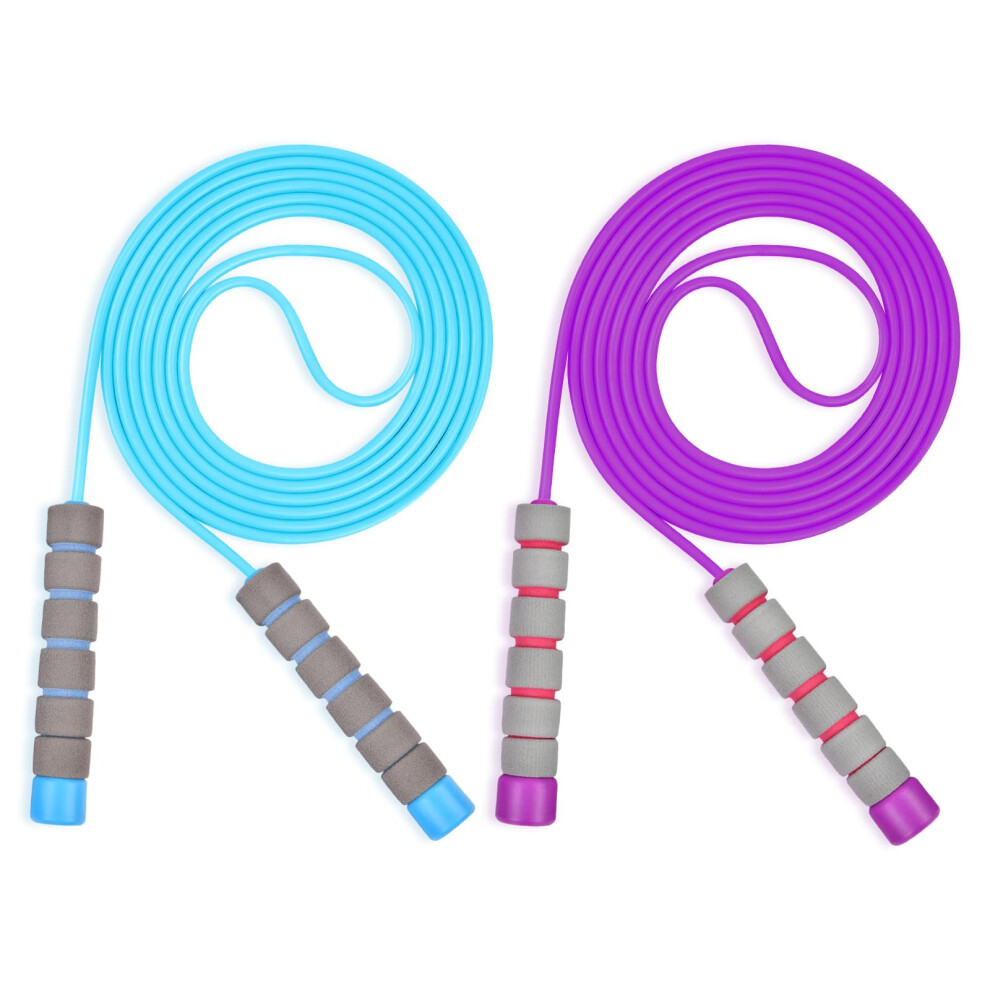 Skipping Ropes for Children, 2 Pack Adjustable Jumping Rope for Kids, 2.6m Skipping Rope with Skin-Friendly Foam Handles, Soft Jump Rope for Girls