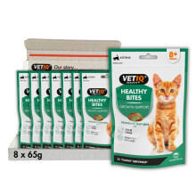 Healthy Bites Growth Support Treats For Kittens 8+ Weeks, Contains Ingredients to Help Support Bone & Joint Development, 65 g (Pack of 8)
