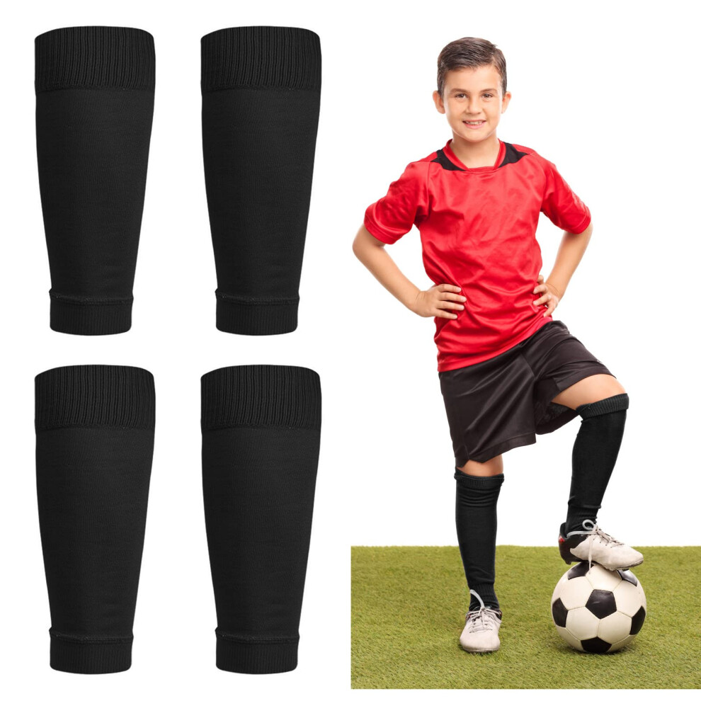 Football Sock Sleeves Soccer Shin Guards Sleeves White Team Leg Sock Sleeve Cut Soccer Socks for Football Games Beginner(Kids)