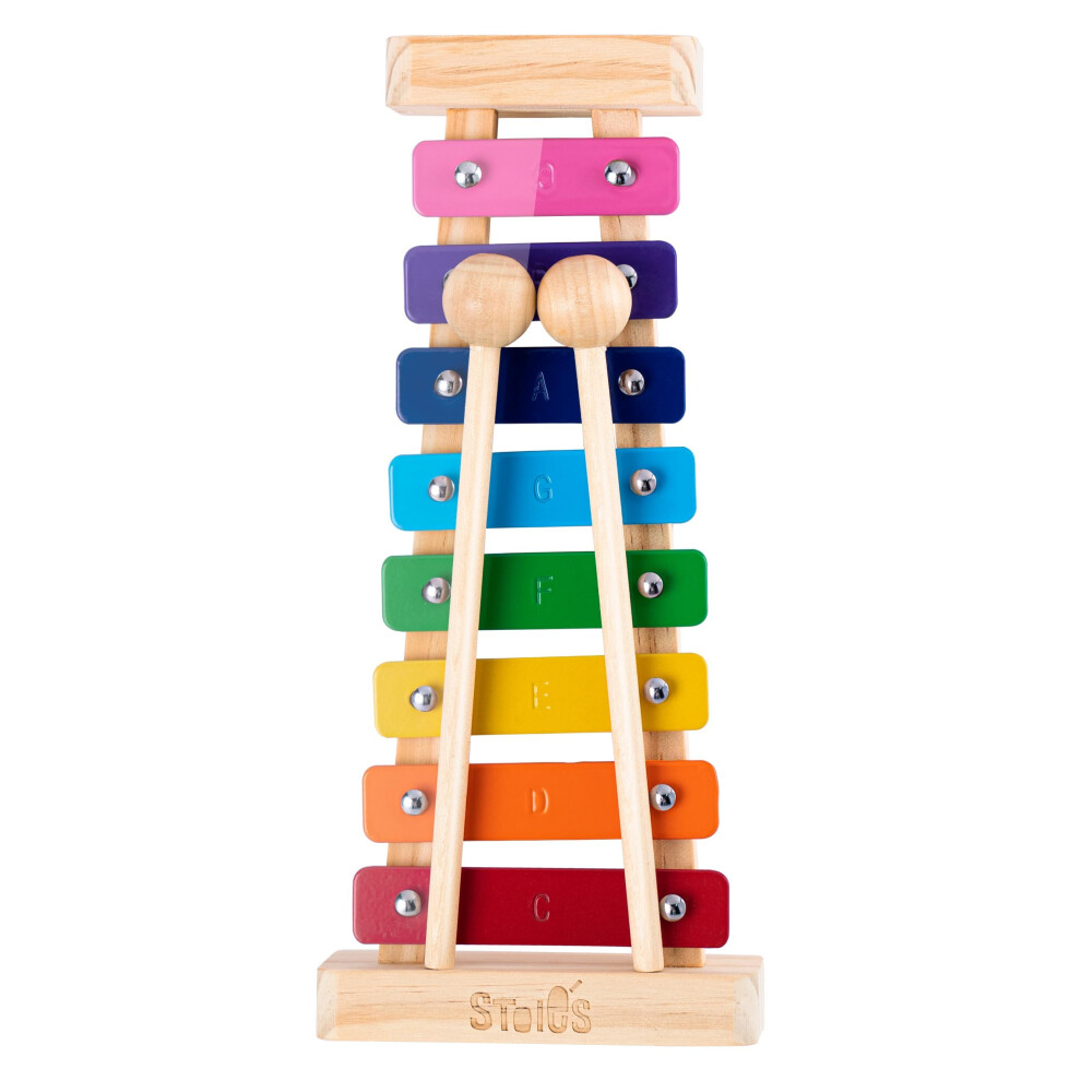 Wooden Xylophone for Kids and Toddlers, Kid-Friendly Design, 8 Notes of Rainbow Color, Tuned C-Key Xylophone with Mallets and Music Songbook, Kids