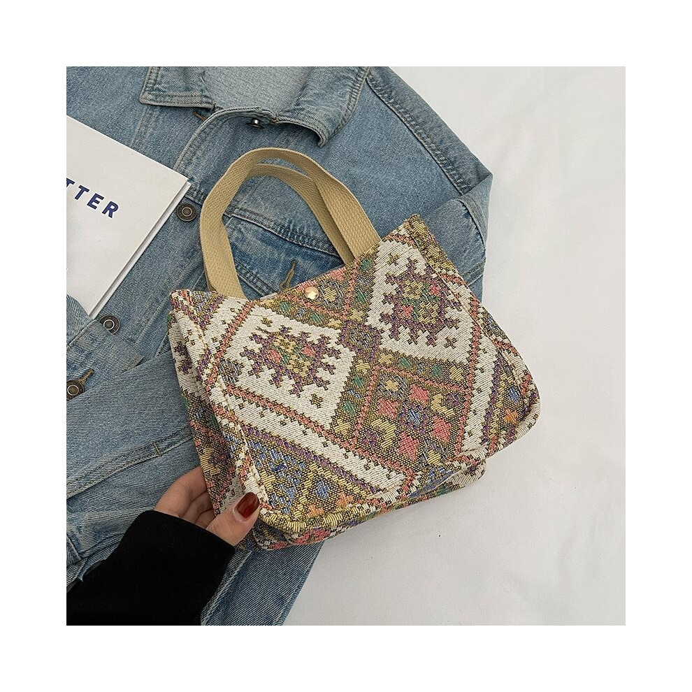 (Khaki Small)Élégant sac fourre-tout unisexe en toile douce avec design spacieux parfait pour les trajets quotidiens et le shopping