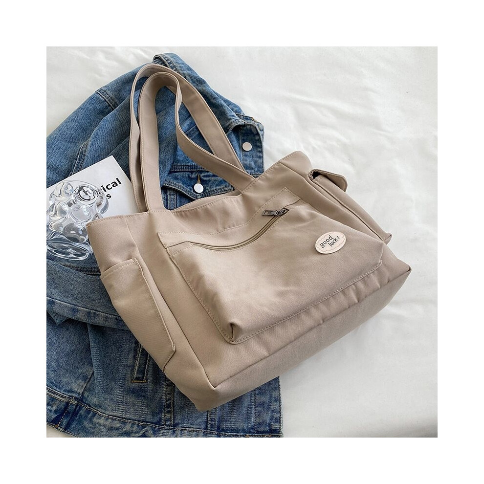 (Khaki)Sac shopping en toile durable de haute qualité pour femme idéal pour tenues décontractées et cours
