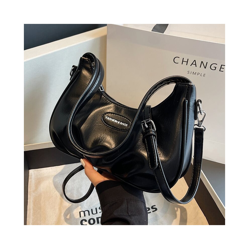 (Black)Sac femme unique haut de gamme doux PU forme carrée chic parfait pour des tenues élégantes