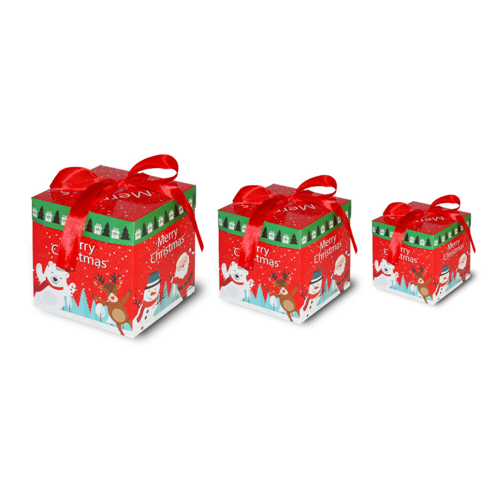 (Snow Scene Gift Box)Coffret cadeau joyeux Noël trois pièces boîtes en papier pour décorations de joyeuses vacances