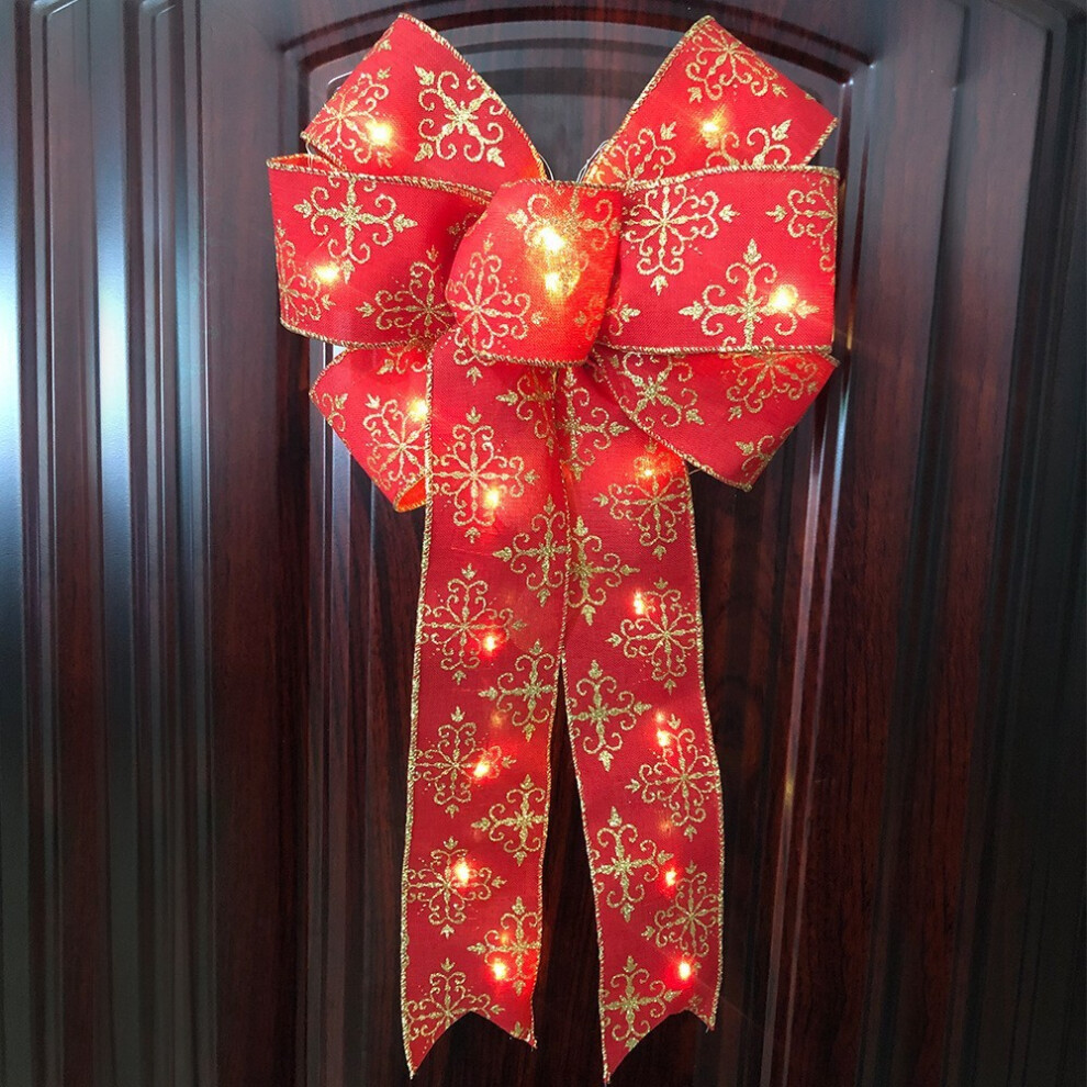 (Warm Red Bow Light)Charmant noeud papillon LED rouge décoration pour sapin de Noël et porte festivités