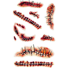 10 Sheets Halloween Temporary Tattoos, Zombie Scar Tattoos, Fake Scars Halloween Costume Makeup for Party Decoration