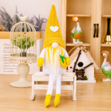(StyleA)Adorable peluche gnome citron tricoté jaune parfait pour déco maison été célébrations et