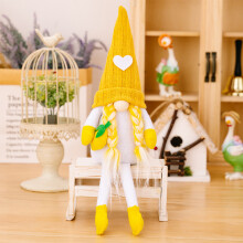 (StyleB)Adorable peluche gnome citron tricoté jaune parfait pour déco maison été et célébrations