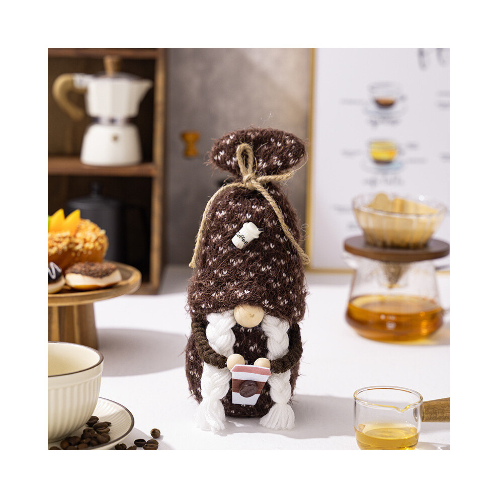(Shell Cap Coffee Female)Poupée gnome café confortable et charmante pour présentoir cuisine et table déco ferme
