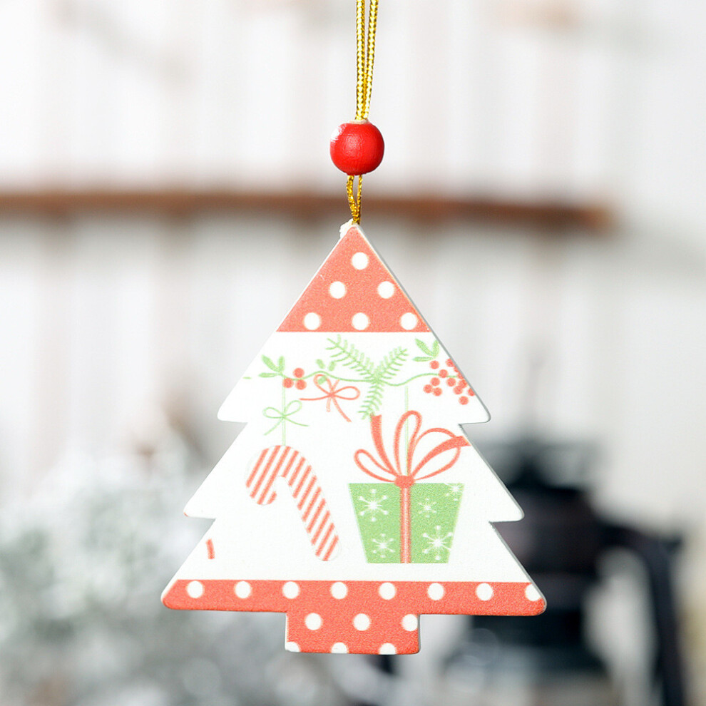 (Wood White Tree)Ornements de Noël décoratifs en bois base blanche arbre étoile coeur idéal pour ajouter de l'esprit de vacances à votre maison