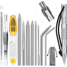 (Silver) 12Pcs Paracord Fid Set, Stainless Steel Knotter Tools, Marlinspike Set, Lacing Needles, Smoothing Tool for Leather or Paracord Work