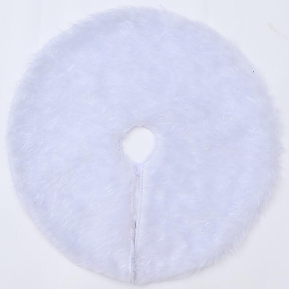 (White Mini Tree Skirt)Jupe sapin de Noël en tissu doux bordure rouge et blanche parfaite pour les décors modernes vacances