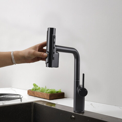 Living And Home Pull-out Sprayer Retractable Kitchen Faucet with 5 Modes 1