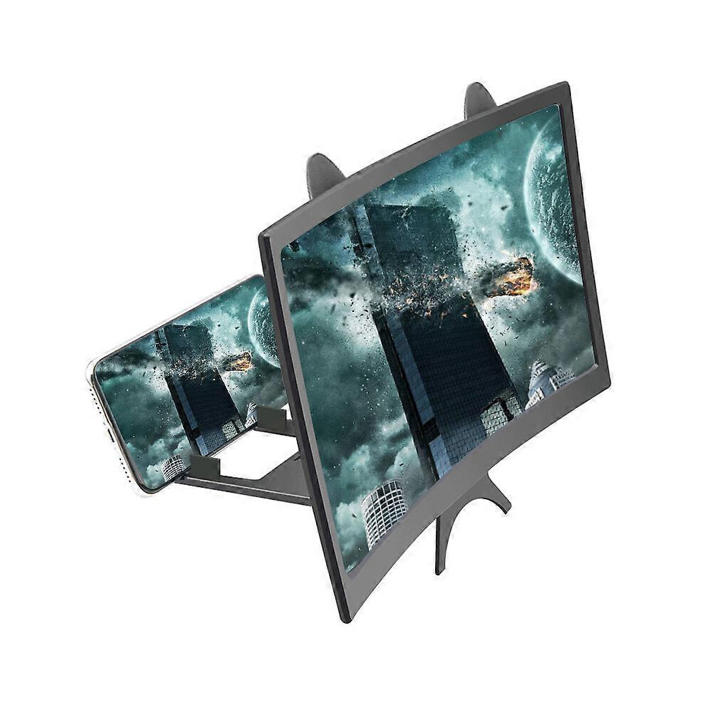 (Black) Fashion 3D Phone Screen Amplifier Mobile Portable Universal Screen Magnifier Folding Curved Enlarged Smartphone Movie Amplifier Black 5004229460855