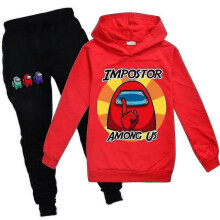 (5-6 Years,Red)Unisex Kids Among Us Clothes Set Sports Hooded Hoodie Joggers Pants Outfit