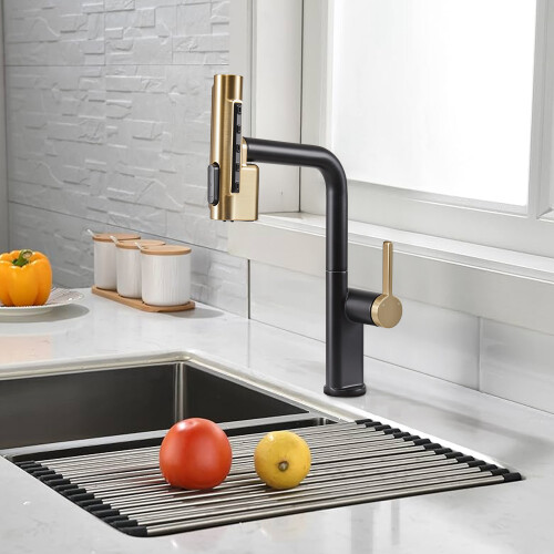 Living And Home Pull-out Sprayer Retractable Kitchen Faucet with 5 Modes