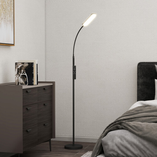 Homcom HOMCOM LED Floor Lamp for Living Room with Magnetic Remote Control, Black