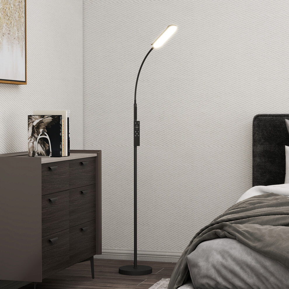 Homcom Led Floor Lamp For Living Room With Magnetic Remote Control, Black