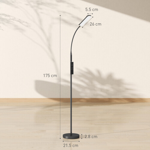 Homcom HOMCOM LED Floor Lamp for Living Room with Magnetic Remote Control, Black 2