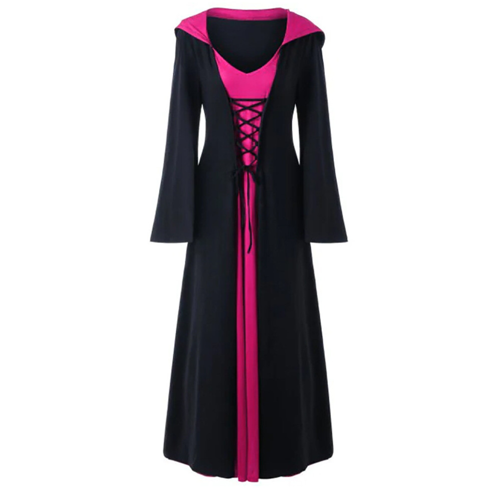 (Rose Red,2XL)Jupe ample à capuche Halloween femme sorcière col V manches longues costume performance