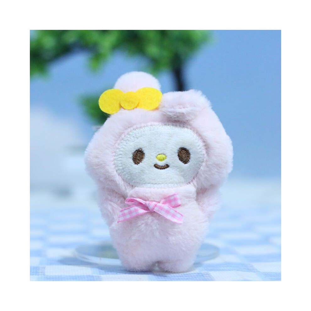 (Pink)Ravissant porte-clés en peluche animal Sanrio avec adorable chien Kuromi Cinnamoroll