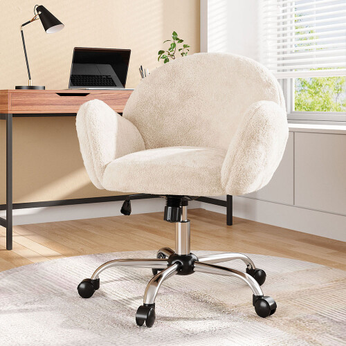 Living And Home Comfy Plush Swivel Office Chair Adjustable Height 1