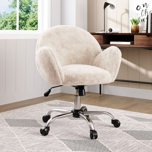 Living And Home Comfy Plush Swivel Office Chair Adjustable Height