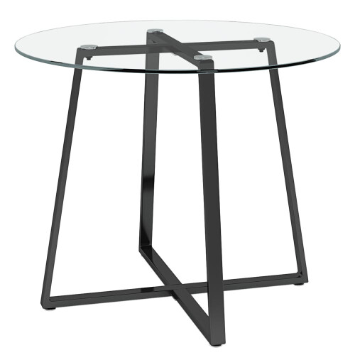 Living And Home Modern Round Dining Table with Tempered Glass Top 2