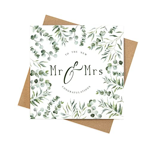 Congratulations wedding card botanical green