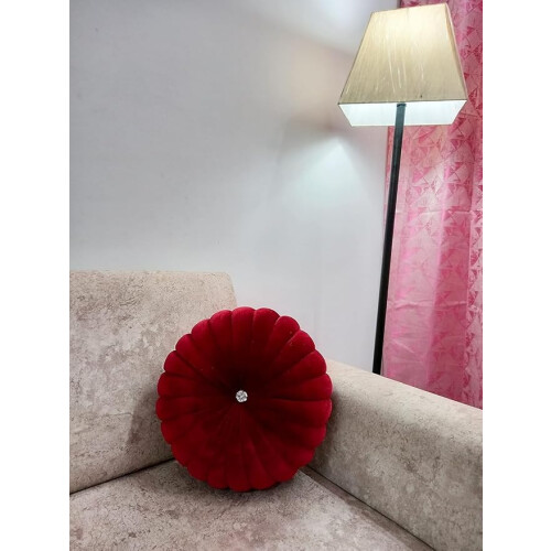 Red Velvet Round Throw Pillow 1