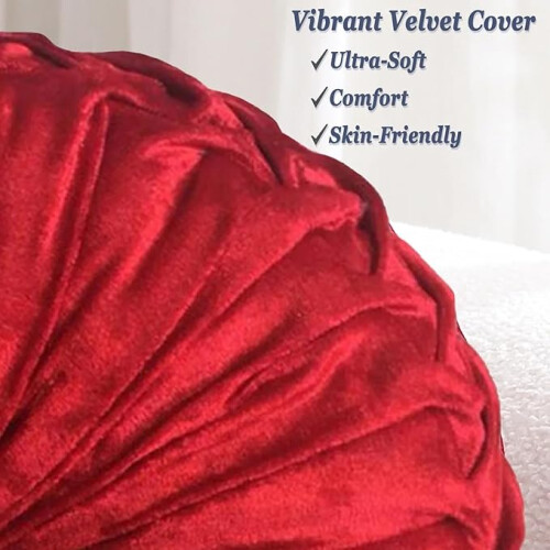 Red Velvet Round Throw Pillow 2