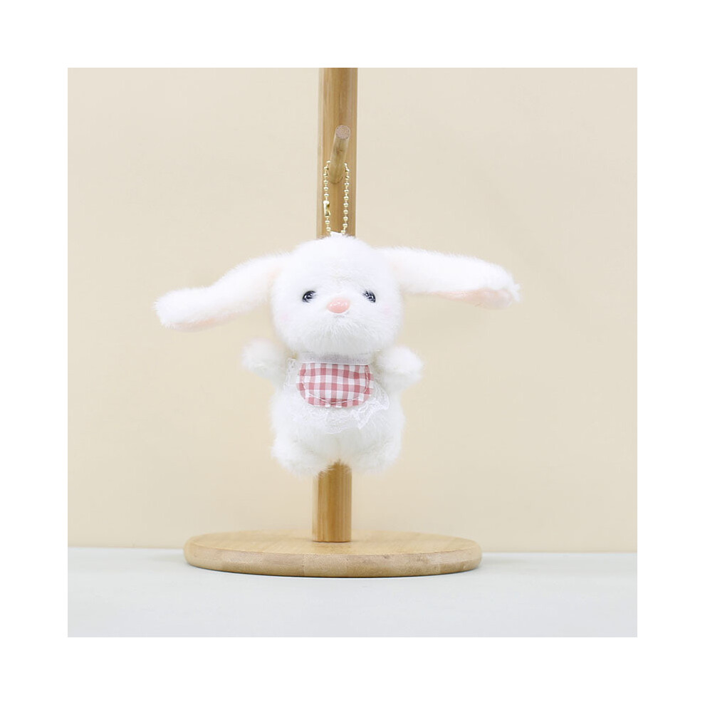 (White Bunny)Peluche ludique lapin porte clé accessoire adorable peluche pour sacs et sacs à dos