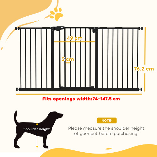 PawHut PawHut Adjustable Safety Gate w/ 3 Extensions, 4 Adjustable Screws, Black 2
