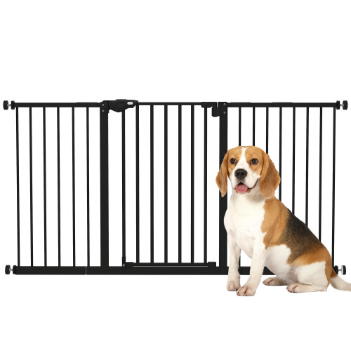 PawHut PawHut Adjustable Safety Gate w/ 3 Extensions, 4 Adjustable Screws, Black 1