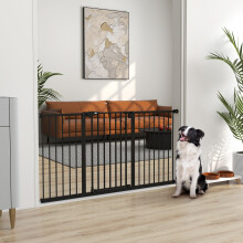 PawHut Adjustable Safety Gate w/ 3 Extensions, 4 Adjustable Screws, Black