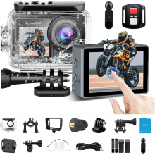 5K 30FPS Action Camera - 48MP, EIS, Dual Screen, WiFi, 32GB, Mount Kit