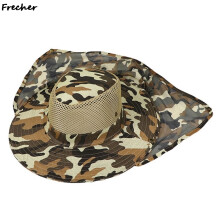 (4) Outdoor vissershoed met brede rand, ademend mesh vissershoed, strandhoeden, camouflage, bescherming